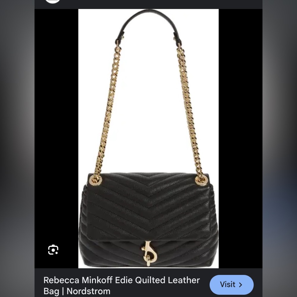 Rebecca Minkoff Edie quilted leather chain bag new QVC BLACK gold NWOT